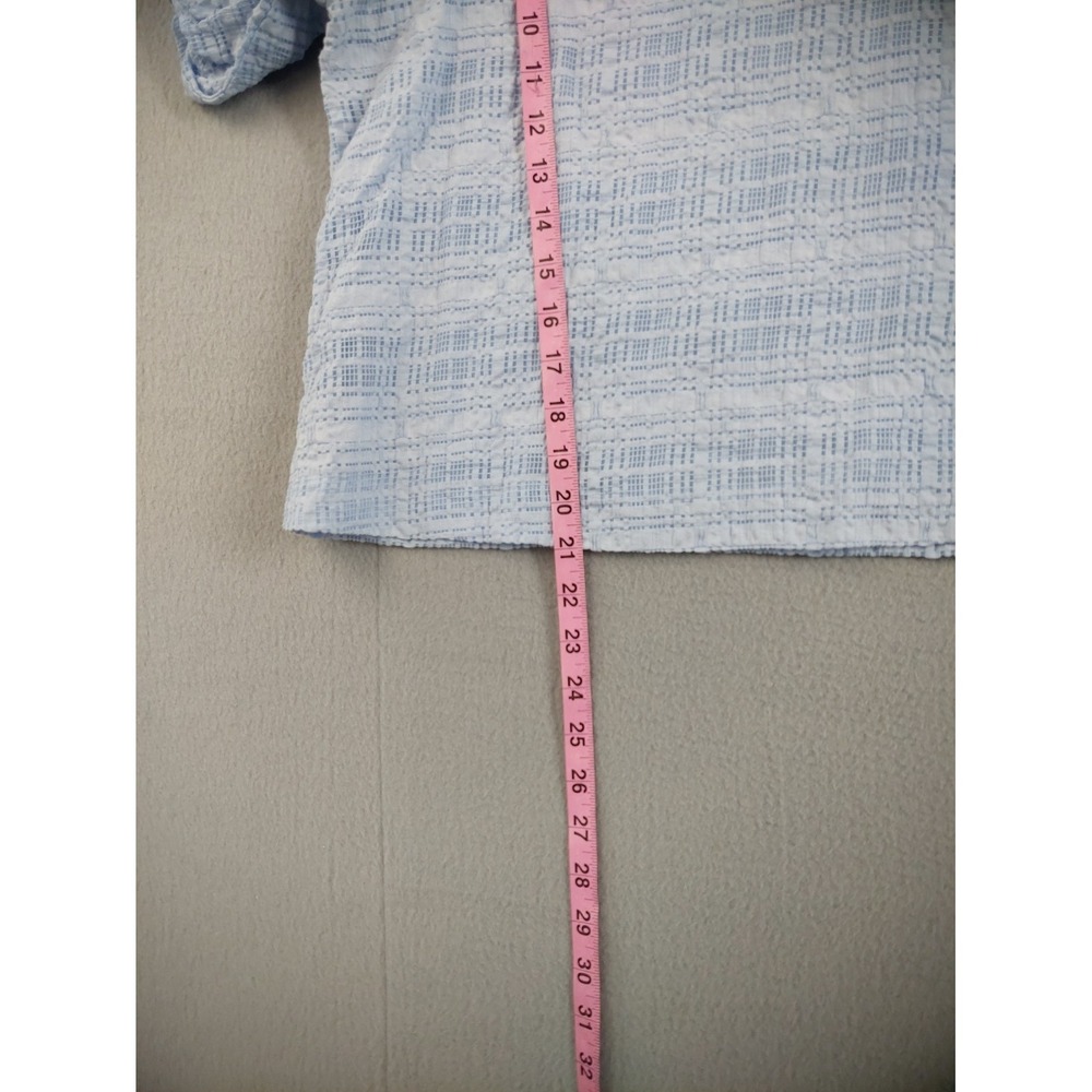 Forever New Women Tops 16 Light Blue Crew Neck Puffed Sleeve Back Button Casual - Picture 10 of 16